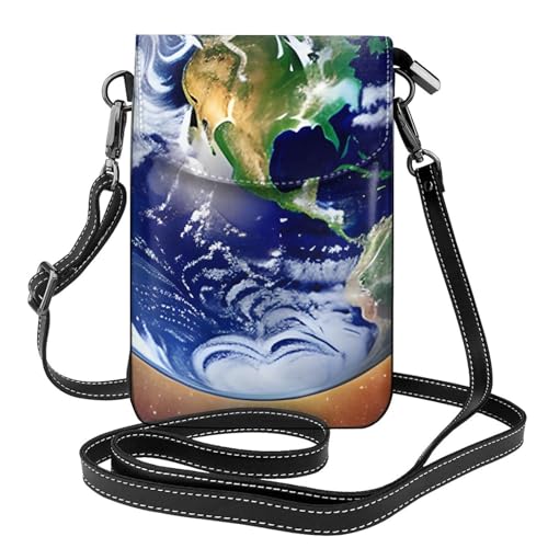 chenfandi Cosmic Earth Damen-Umhängetasche, Handy-Geldbörse mit Reißverschluss, Schulter-Handtasche, verstellbarer Schultergurt. von chenfandi