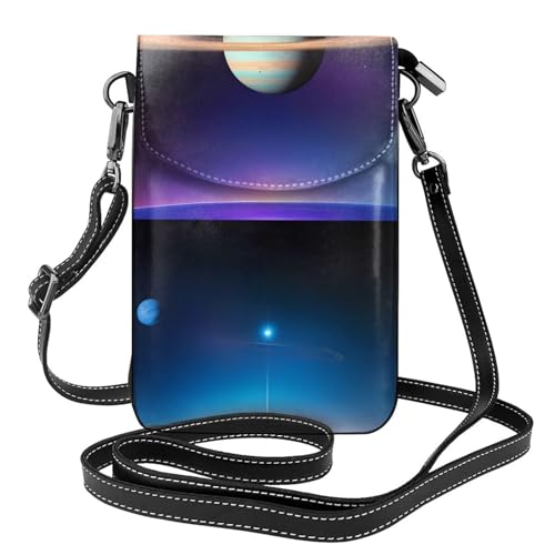 chenfandi Cosmic Saturn Damen-Umhängetasche, Handy-Geldbörse mit Reißverschluss, #Schulter-Handtasche, verstellbarer Schultergurt. von chenfandi
