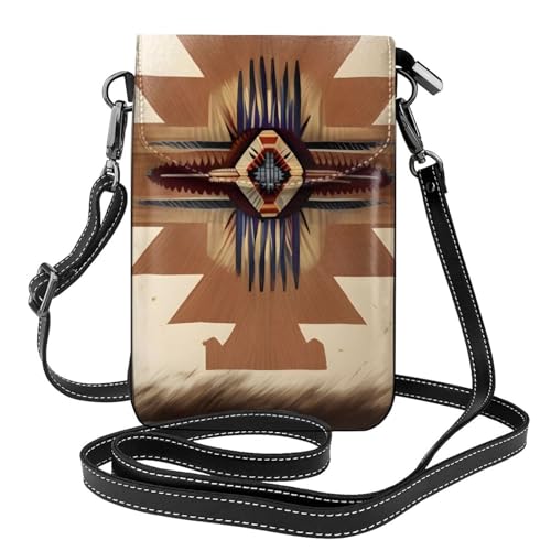 chenfandi Damen-Umhängetasche mit Indianer-Muster, Handy-Geldbörse mit Reißverschluss, Schulter-Handtasche, verstellbarer Schultergurt. von chenfandi