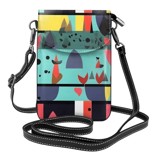 chenfandi Damen-Umhängetasche mit geometrischem Muster, Handy-Geldbörse mit Reißverschluss, verstellbarer Schultergurt. von chenfandi