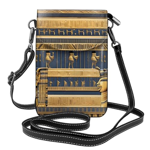chenfandi Egyptian Pharaonic Frescoes Damen-Umhängetasche, Handy-Geldbörse mit Reißverschluss, #Schulter-Handtasche, verstellbarer Schultergurt. von chenfandi