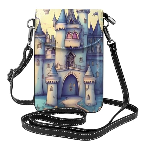 chenfandi Fairytale Castle Damen-Umhängetasche, Handy-Geldbörse mit Reißverschluss, #Schulter-Handtasche, verstellbarer Schultergurt. von chenfandi