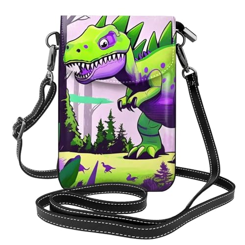 chenfandi Grüne Dinosaurier-Damen-Umhängetasche, Handy-Geldbörse mit Reißverschluss, #Schulter-Handtasche, verstellbarer Schultergurt. von chenfandi