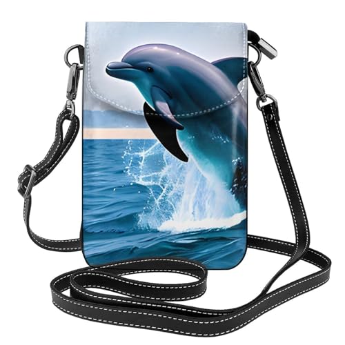 chenfandi Jumping Up Dolphins Damen-Umhängetasche, Handy-Geldbörse mit Reißverschluss, #Schulter-Handtasche, verstellbarer Schultergurt. von chenfandi
