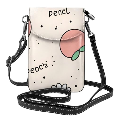 chenfandi Peachy Cutie Damen-Umhängetasche, Handy-Geldbörse mit Reißverschluss, Schulter-Handtasche, verstellbarer Schultergurt. von chenfandi