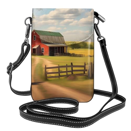 chenfandi Ranch View Damen-Umhängetasche, Handy-Geldbörse mit Reißverschluss, Schultertasche, verstellbarer Schultergurt. von chenfandi