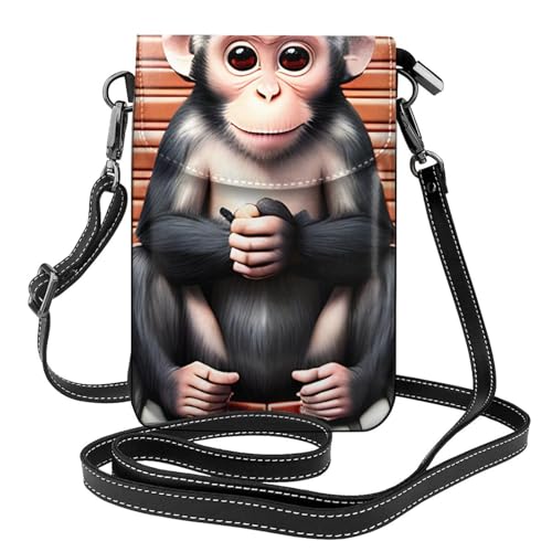 chenfandi The Silent Monkey Damen-Umhängetasche, Handy-Geldbörse mit Reißverschluss, Schulter-Handtasche, verstellbarer Schultergurt. von chenfandi
