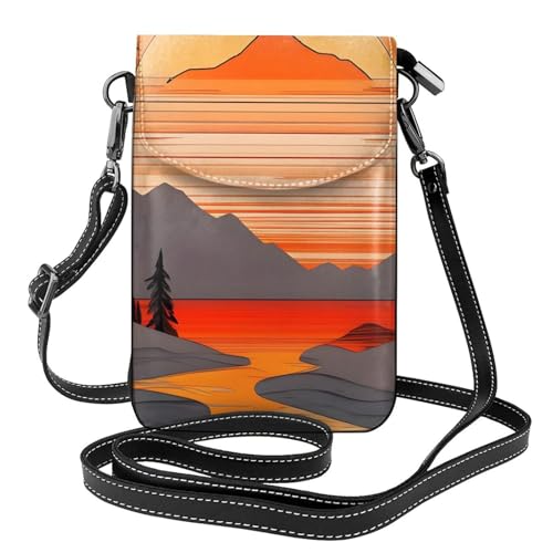 chenfandi Tree Hills And Rivers Damen-Umhängetasche, Handy-Geldbörse mit Reißverschluss, #Schulter-Handtasche, verstellbarer Schultergurt von chenfandi