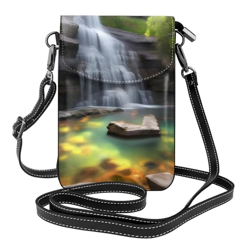 chenfandi Waterfall Views Damen-Umhängetasche, Handy-Geldbörse mit Reißverschluss, Schulter-Handtasche, verstellbarer Schultergurt. von chenfandi