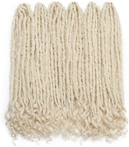 Göttin Häkeln flechten Haarverlängerungen Haarteile mit wellenförmigen lockigen Enden Faux Locs Haarzöpfe Häkeln Locs für Frauen 16"6 Dles - Black Mix Burgund chenghuax (Color : Bleach Blonde) von ZUKKY