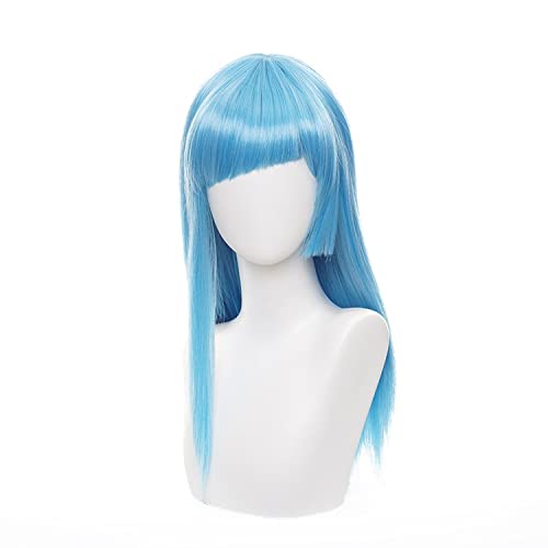 chenghuax Geeignet for den Fluch Back Battle Three Runde Kasumi Cosplay Perücke Schrägsack Pony Blue Long Straight Haar (Color : As Show, Size : One Size) von chenghuax