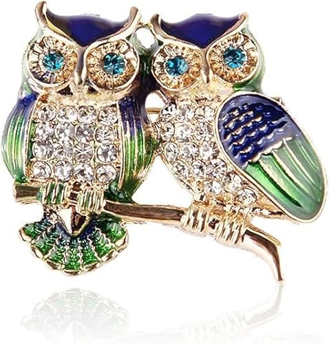 chenxiaonanStrass Eule Brosche Pin Vintage Double Owl Emaille Brosche Cute Animal Lapel Pins Schmuck Zubehör für Frauen Männer Geschenk von chenxiaonan