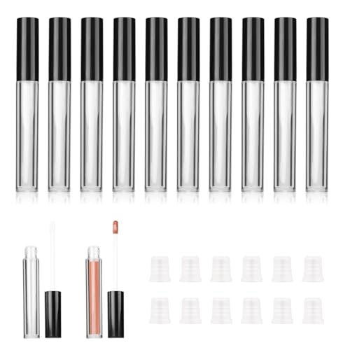 CHENYU Pack of 12 Lipgloss Behälter 10 ml Mini Make up Behälter Refillable Lip Balm Container DIY Mini Lipgloss Behälter Transparentes Make up Tool für Schwarz von chenyu