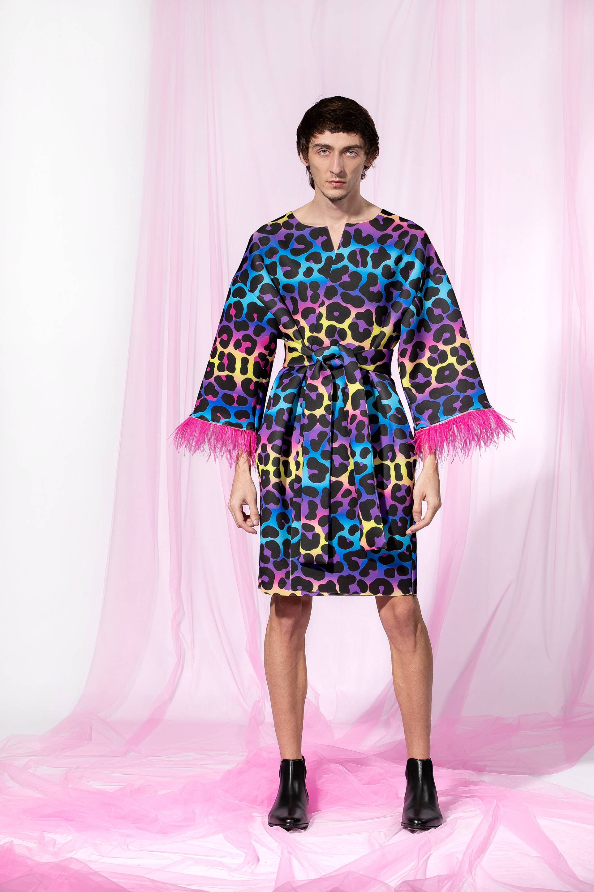 Festival Outfit Avantgarde Mantel, Extravagante Kleidung, Femboy Leopard Mantel von cherryblossomsdress