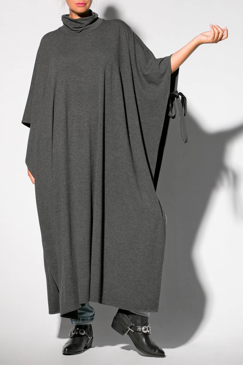 Grauer Strick Poncho, Langer Cape Mantel, Viskose Herbst Kleidung von cherryblossomsdress