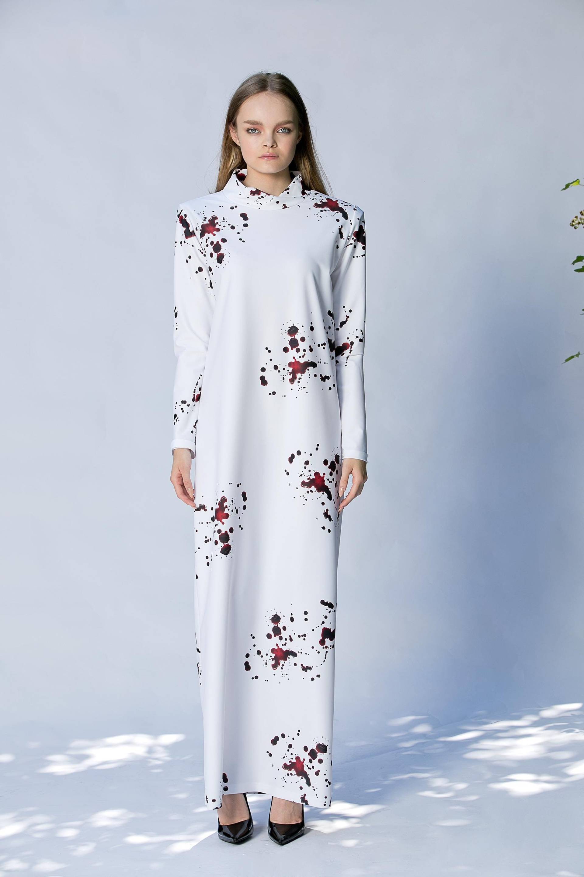 Halloween Kleid, Halloween-Kostüm, Blutiges Avantgarde-Kleidung, Rave Outfit, Kleid Nach Maß, Langarmkleid, Langes von cherryblossomsdress