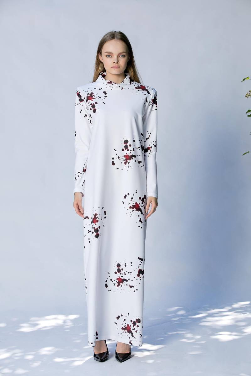 Halloween Kleid, Halloween-Kostüm, Blutiges Avantgarde-Kleidung, Rave Outfit, Kleid Nach Maß, Langarmkleid, Langes von cherryblossomsdress