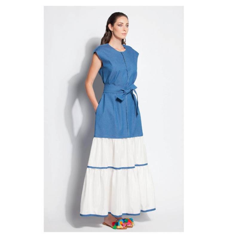 Denim Maxi Kleid, Boho Stil, Seide Baumwollrock, Plus Größe von cherryblossomsdress