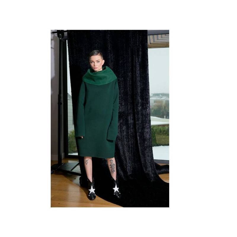 Baumwolle Flauschiger Tricot Wasserfallausschnitt Pullover Kleid, Plus Size Midi Kleid von cherryblossomsdress