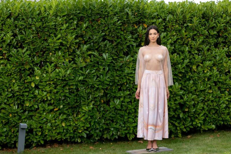 Netz Top Und Langer Rock in S Größe, Durchsichtige Bluse Maxi Rock, Transparentes Satin Durchsichtiges von cherryblossomsdress