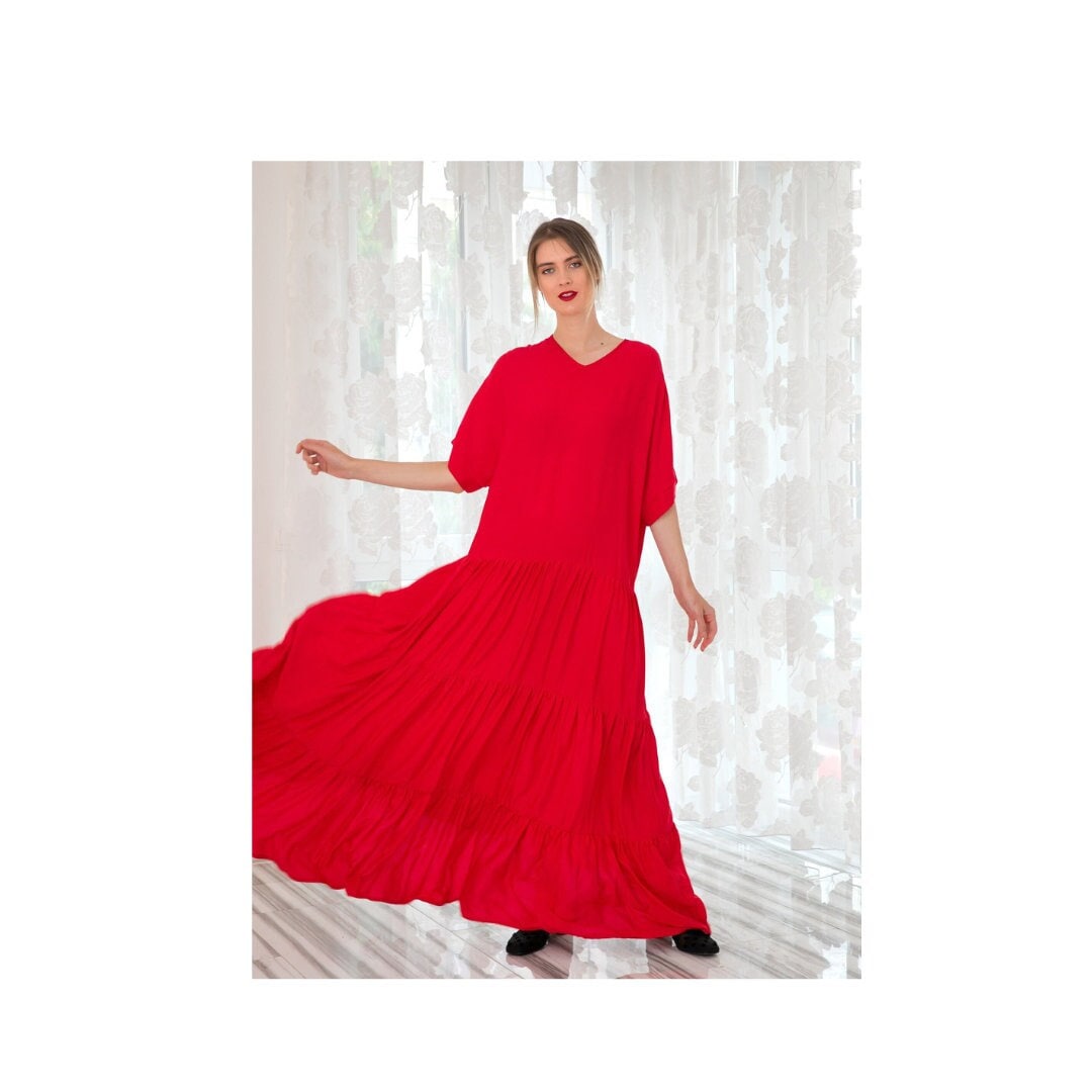 Rotes Maxi Kleid Für Party, Urlaub, Weihnachten, Valentinstag Und Besondere Anlässe, Übergröße Kleid, Umstandskleid von cherryblossomsdress