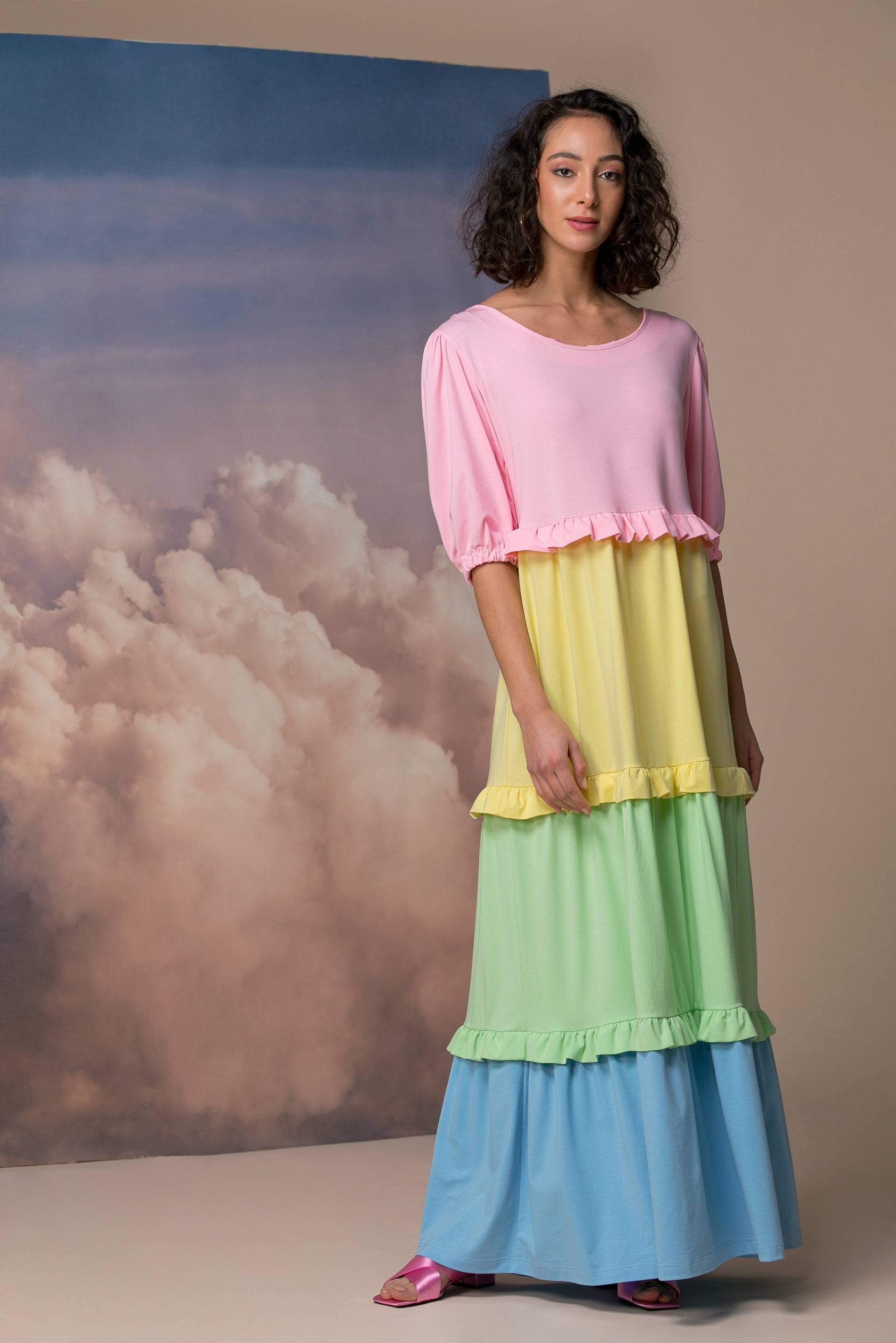 Rüschen-Maxikleid, Regenbogen-Sommerkleid, Boho-Maxikleid, Baumwollkleid Lang, Sommer-Maxikleid, Kleider Für Frauen, Hochzeits-Guess-Kleid von cherryblossomsdress