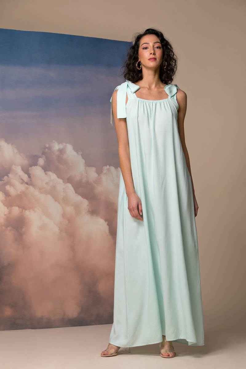 Sale Kleid, Mint Maxi Sommer M Gr. 6 Träger A Linie Boho Umstandskleid, Brautjungfer Kleid von cherryblossomsdress