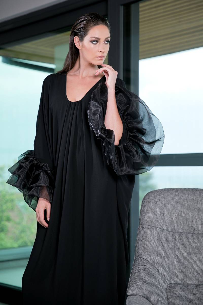 Schwarzes Abaya Kleid, Lockeres Kaftan Plus Size Extravagantes Formales Statement Ärmel Maxi Kleid Schwarzes Abaya Kleid, Lockeres Kaftan Plus Size Extravagantes Formales Statement Ärmel Maxi Kleid von cherryblossomsdress