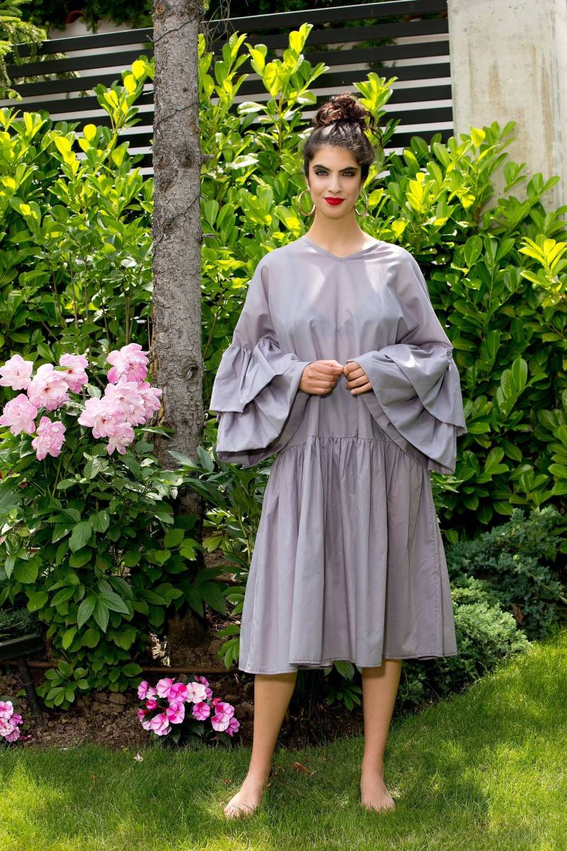 Handgefertigtes Baumwollkleid, Maxikleid, Übergrößenkleid, Benutzerdefinierte Kleid, Partykleid, Midikleid, Langarmkleid, Sommerkleid von cherryblossomsdress