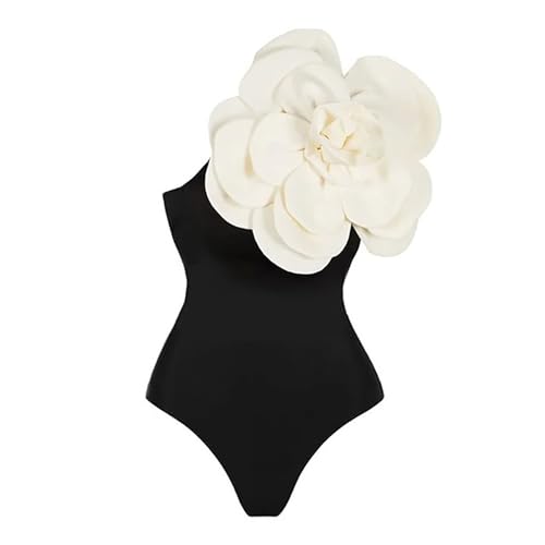 chhoioia Hasenkostüm Damen Verbundener Body-Badeanzug für Damen 3D-Blumen-Badeanzug für den täglichen Gebrauch Damen Große Größen Schwarz (B, L) von chhoioia