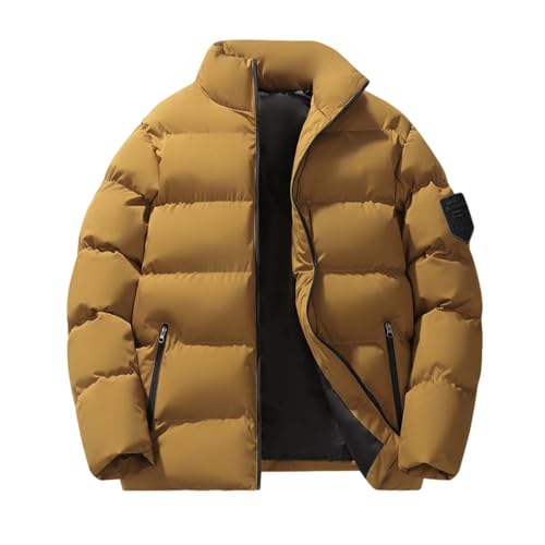 chhoioia Herren Winterjacke Mit Fell Lässige Daunenjacke mit Kragen, warme Bündchen, einfarbig, Reißverschluss, Herrenjacke, Herren-Daunenjacke ohne Kapuze S Herren Rot (Orange, M) von chhoioia