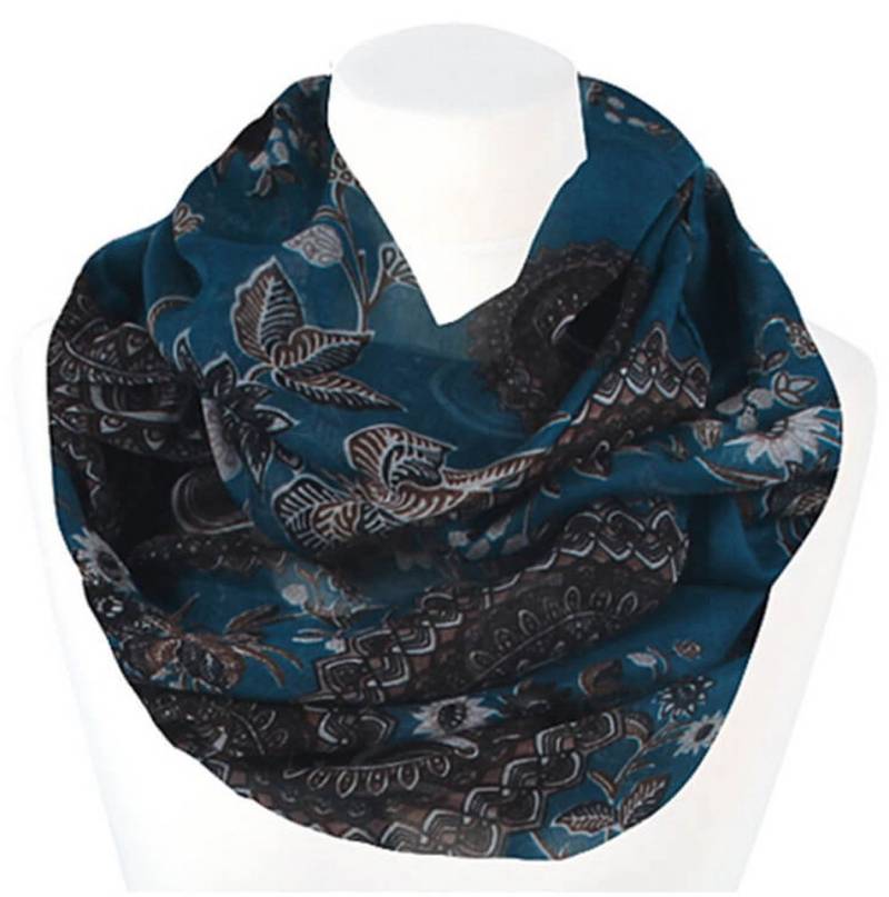 chic4home Loop Trend Twist, (1-St. 1-teilig), Damen Loop-Schal Schlauchschal Blumen-Mandala Muster von chic4home