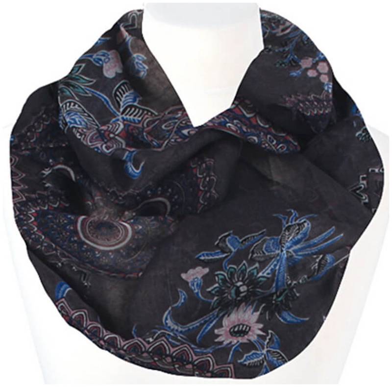 chic4home Loop Trend Twist, (1-St. 1-teilig), Damen Loop-Schal Schlauchschal Blumen-Mandala Muster von chic4home