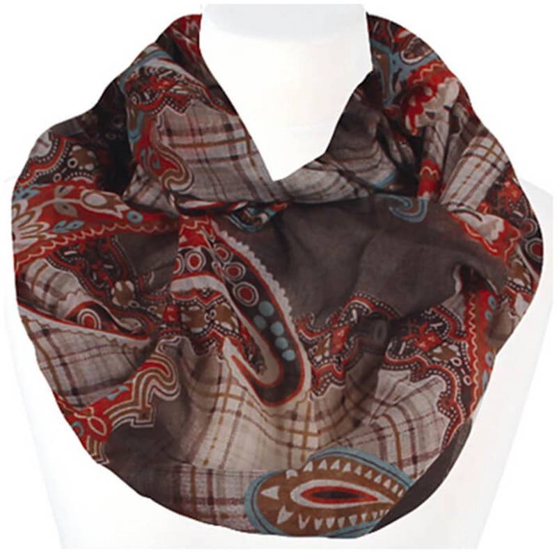 chic4home Loop Trend Twist, (1-St. 1-teilig), Damen Loop-Schal Schlauchschal Karo-Paisley Muster von chic4home