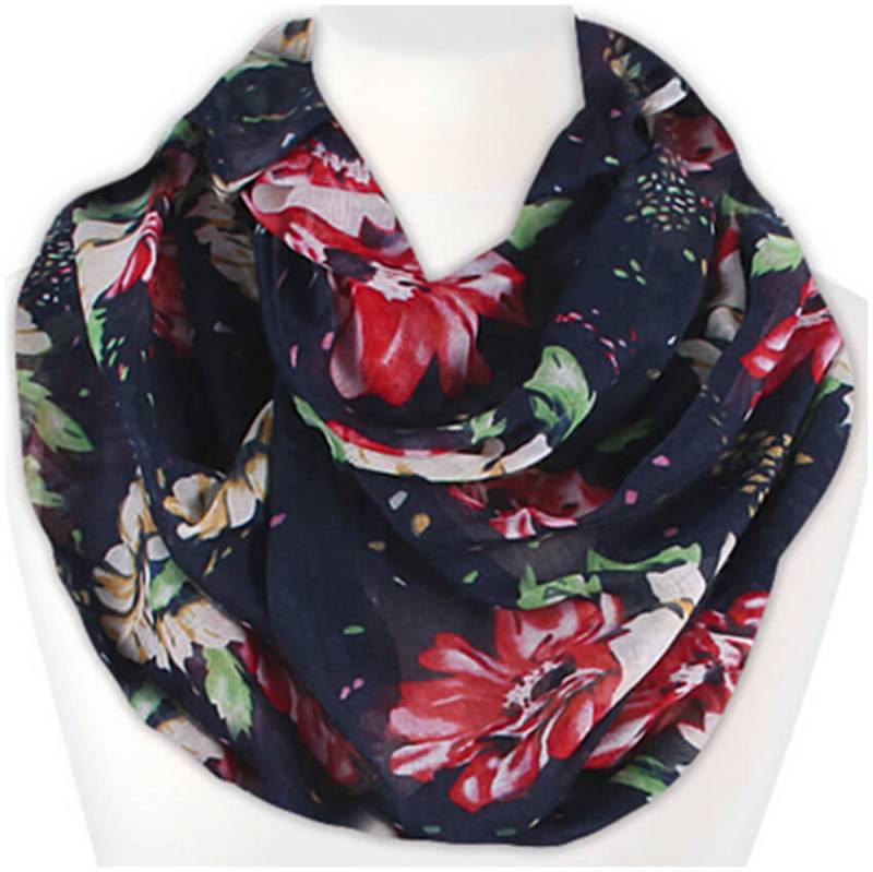 chic4home Loop Voyage Vibes, (1-St. 1-teilig), Damen Loop-Schal Schlauchschal Blumen Muster von chic4home