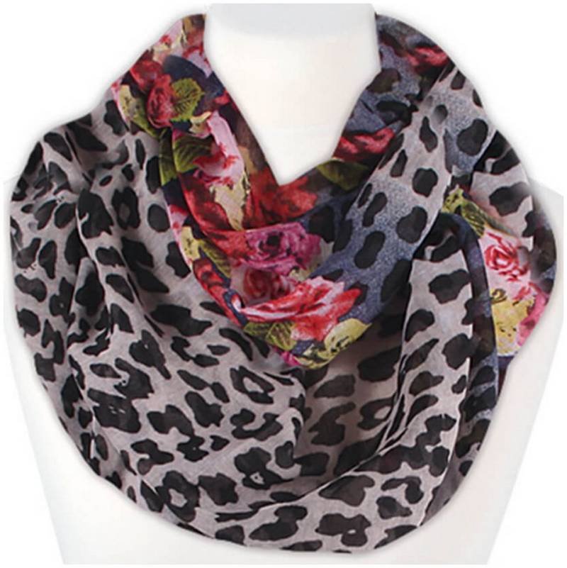 chic4home Loop Voyage Vibes, (1-St. 1-teilig), Damen Loop-Schal Schlauchschal Leoparden Blumen Muster von chic4home