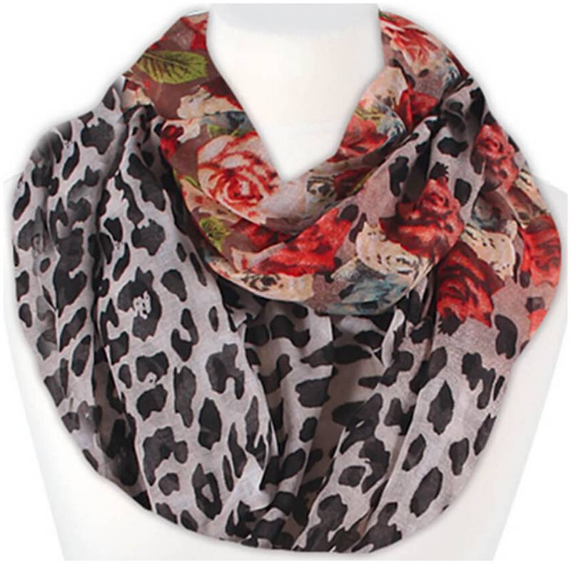 chic4home Loop Voyage Vibes, (1-St. 1-teilig), Damen Loop-Schal Schlauchschal Leoparden Blumen Muster von chic4home