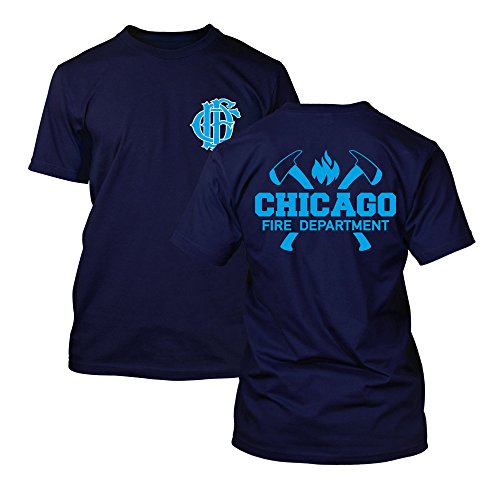 Chicago Fire Dept. - T-Shirt mit Axt-Logo und Schriftzug (Blue Edition) (4XL) von chicagofireshop