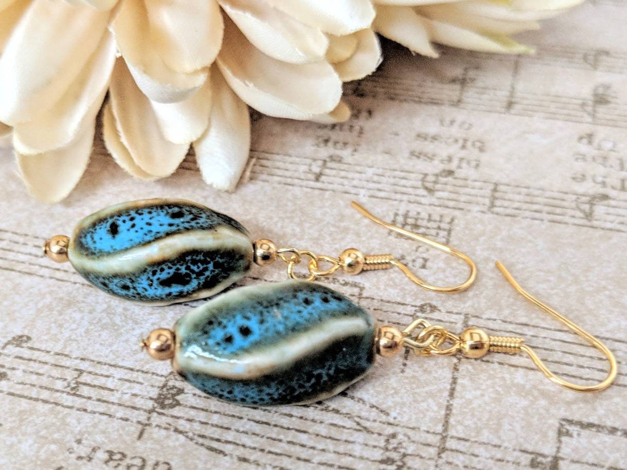 Keramik Ohrringe, Nachhaltige Ohrringe Gold, Umweltfreundliche Schmuck Geschenk Für Sie, Hypoallergen, Weihnachtsgeschenke Freunde Mutter von chicagolandia