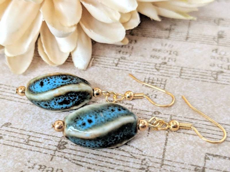 Keramik Ohrringe, Nachhaltige Ohrringe Gold, Umweltfreundliche Schmuck Geschenk Für Sie, Hypoallergen, Weihnachtsgeschenke Freunde Mutter von chicagolandia