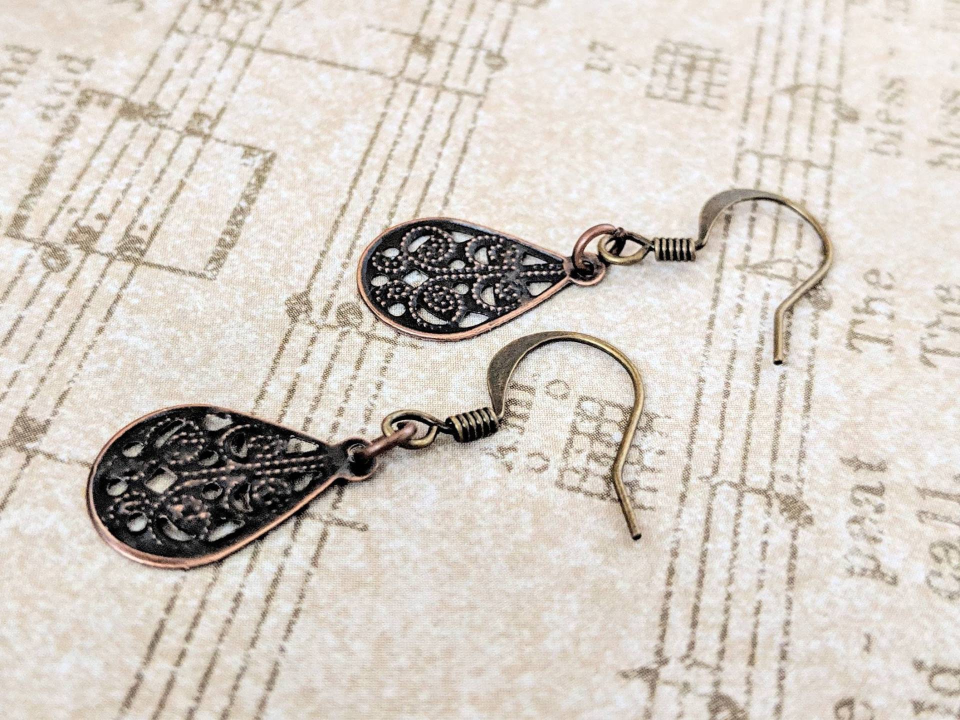 Kupfer Ohrringe Teardrop, Boho Baumeln Schmuck, Bronze Brisur Ohrringe, Geschenk Für Beste Freundin, Süße von chicagolandia