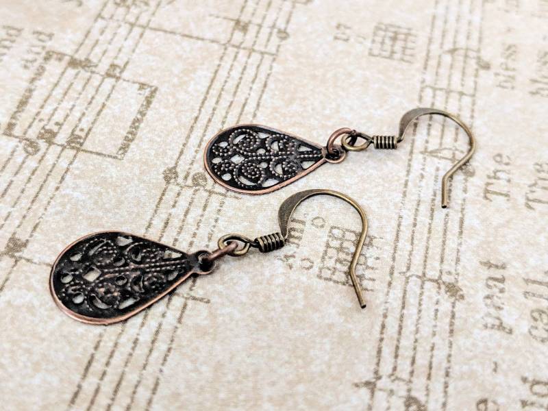 Kupfer Ohrringe Teardrop, Boho Baumeln Schmuck, Bronze Brisur Ohrringe, Geschenk Für Beste Freundin, Süße von chicagolandia