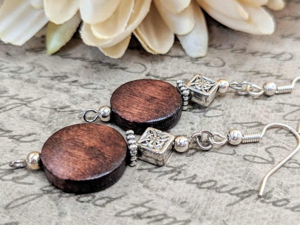 sterling Silber Holz Ohrringe, Umweltfreundliche Geschenke Für Mama, Vegan Schmuck, Geschenk Zum 5 von chicagolandia