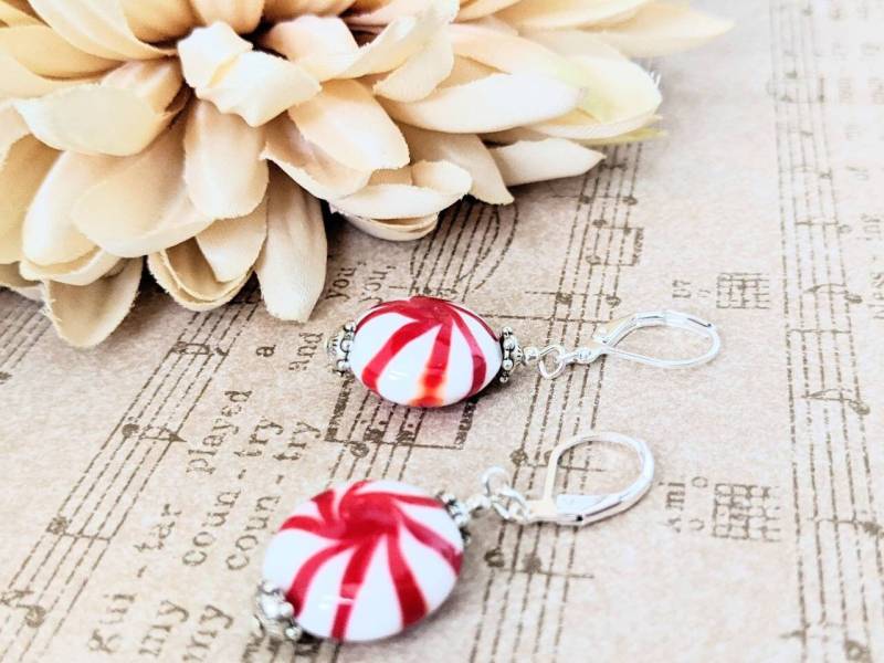 sterling Silber Pfefferminz Ohrringe Baumeln, Lampwork Glas Handgemacht, Hypoallergen, Last Minute Geschenke Für Mama, Weihnachtsgeschenk Idee von chicagolandia