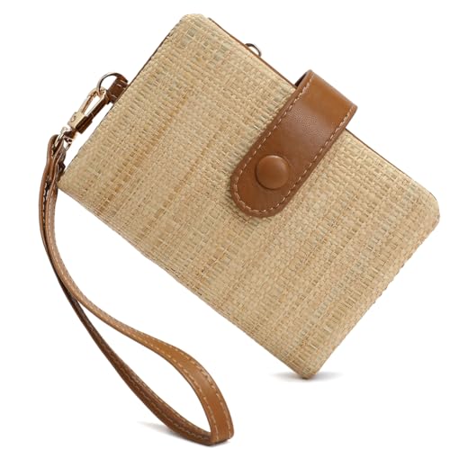 chichilin Damen-Geldbörse, natürliches Bastgras, klein, Handgelenktasche mit Münzfach, Ausweisfenster, Kartenhalter, Beige chichilin Damen-Geldbörse, natürliches Bastgras, klein, Handgelenktasche mit Münzfach, Ausweisfenster, Kartenhalter, Beige von chichilin
