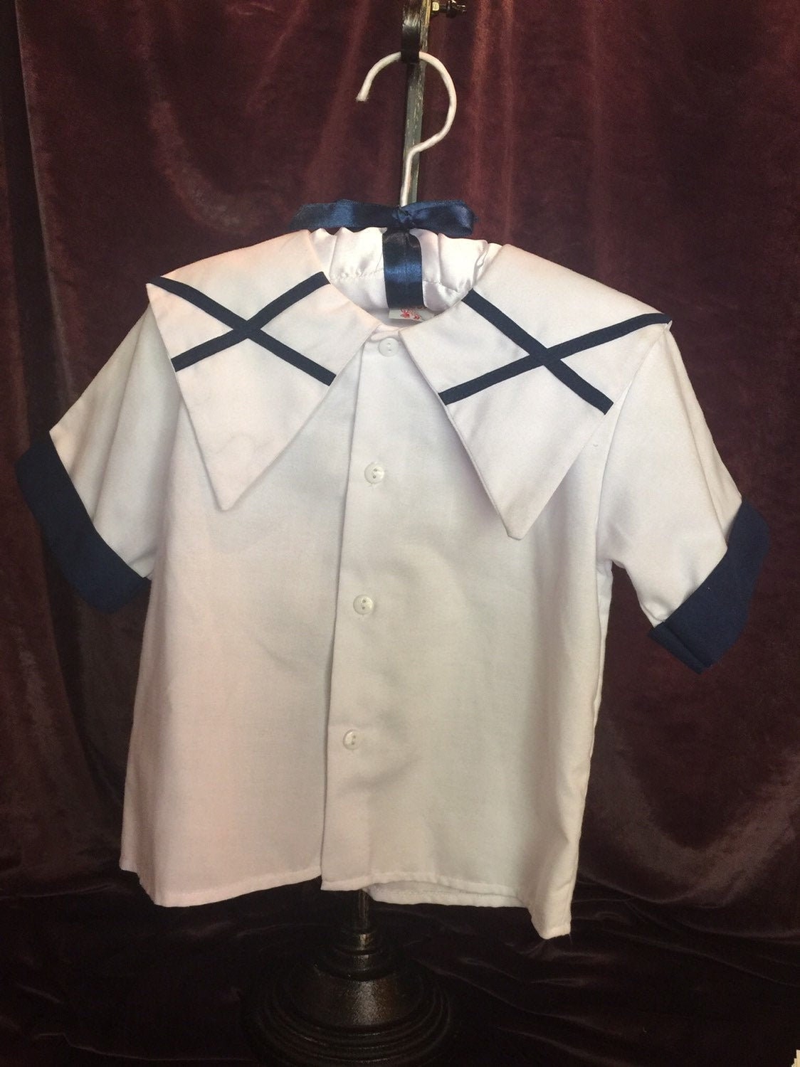 Kinder Matrosen Nautical Cotton Shirt Oder Bluse - Made in Frankreich Unisex Größe 4 Reduziert von chicvintageclassics