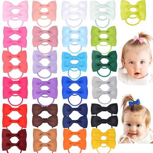 50 Stück 2 Zoll Haargummis Mädchen, Bunt Kleine Elastische Zopfgummis Mini Haarschmuck für Baby Mädchen Kinder Kleinkind von chiduerm