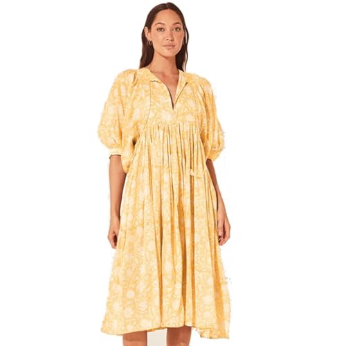 Damen Blumen Sommerkleid Lässiges Lockeres Plissee Loose Swing Minikleid Strandkleid von chiguomaoyi