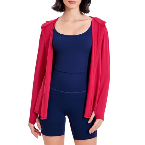 Damen UV schutzkleidung Langarmshirt Schnell Trocknende UPF 50+ Sun Hoodie Button Up Tops Shirts von chiguomaoyi