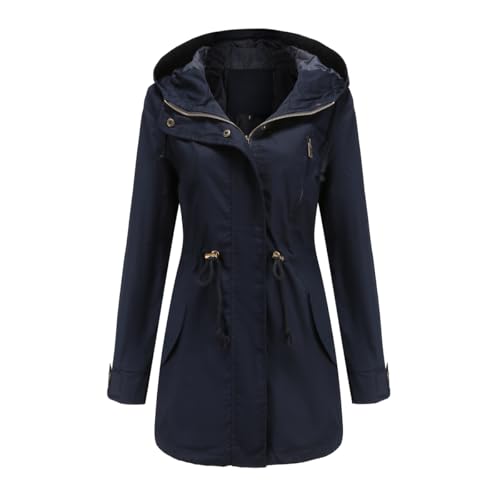 chiguomaoyi Damen Casual Leichtgewicht Militär Jacken Anorak Utility hohe Taille Drawstring Zip Up Hood Mantel von chiguomaoyi